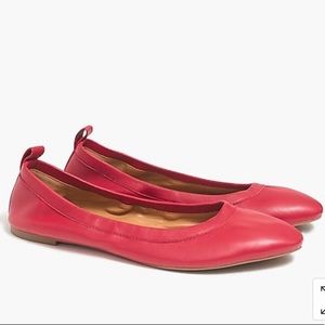 J. Crew Dark Poppy Lizzie Leather Ballet Flats
